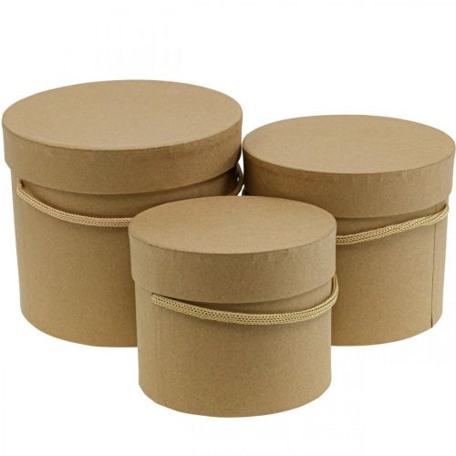 Artikel Geschenkbox rund Blumenbox Beige Ø12,5/14,5/16,5cm 3er-Set