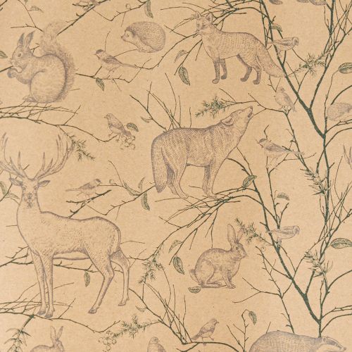 Floristik24 Geschenkpapier Tiere Wald in Braun Blau 70cm x 200cm