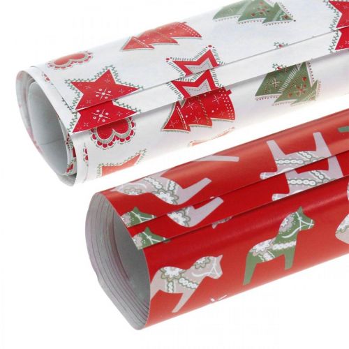 Geschenkpapier Weihnachten Rot, Weiß 4 Bögen im Set 50×70cm