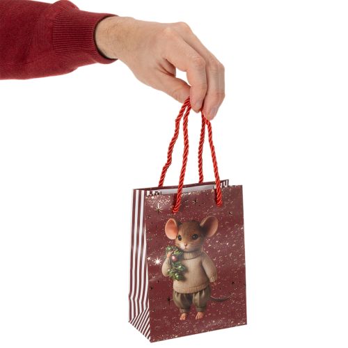 Geschenktasche aus Papier mit Maus-Motiv 16 cm 2er-Set Weihnachten | Floristik24.at