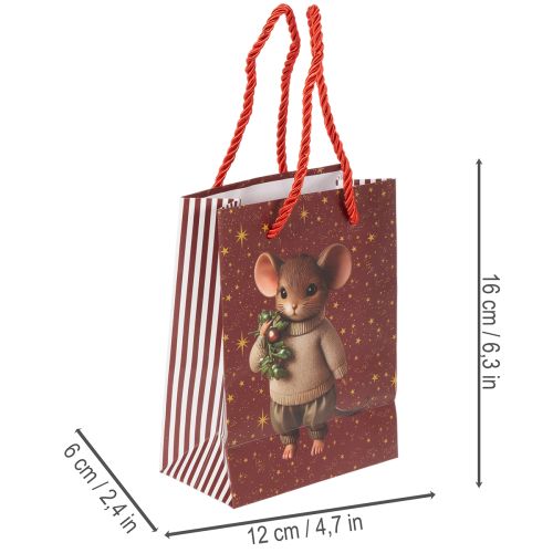 Geschenktasche aus Papier mit Maus-Motiv 16 cm 2er-Set Weihnachten | Floristik24.at