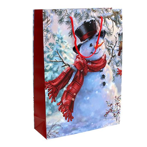 Floristik24 Geschenktasche groß Schneemann 25cm x 34,5cm 1St