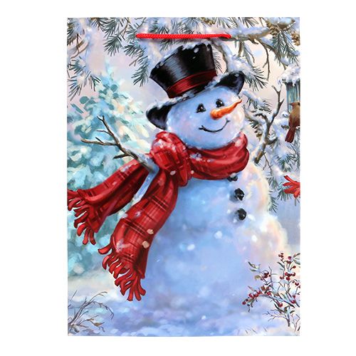 Floristik24 Geschenktasche groß Schneemann 25cm x 34,5cm 1St