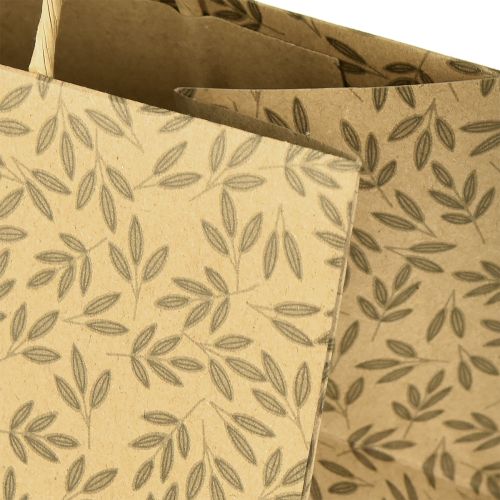 Artikel Geschenktüte Papier Naturbraun Blätter 20×10×10cm 6 St