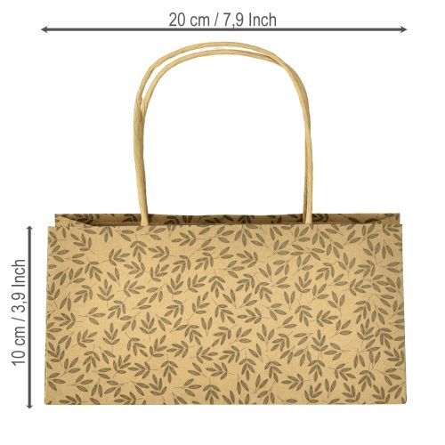Artikel Geschenktüte Papier Naturbraun Blätter 20×10×10cm 6 St