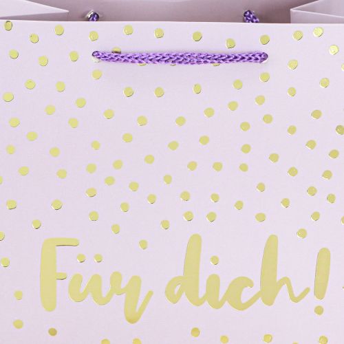Artikel Geschenktüte mit Henkeln „Für dich!“ Papier Lila18×10×23cm 2St