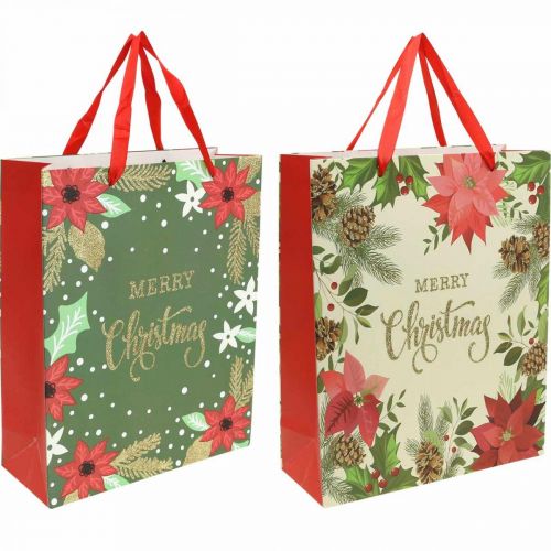 Geschenktüten Weihnachten Geschenktasche Merry Christmas 32x26cm 2St