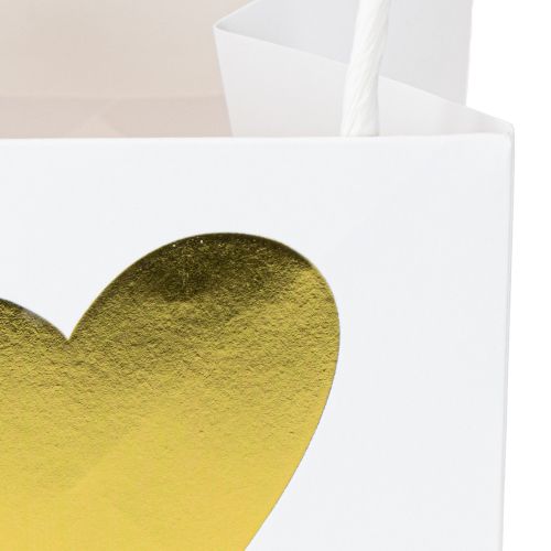 Artikel Geschenktüten mit Henkeln Weiß Gold Papier 8,5×8,5×8cm 12 St