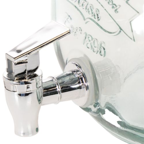 Getränkespender aus Recyclingglas mit Zapfhahn, 4 Gläser, H25,5 cm, klar-grünblau | Floristik24.at