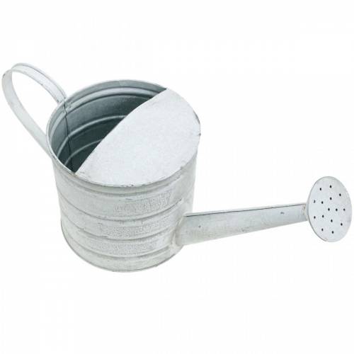 Floristik24 Deko Gießkanne Vintage Metall Pflanzgefäß Weiß gewaschen H16cm