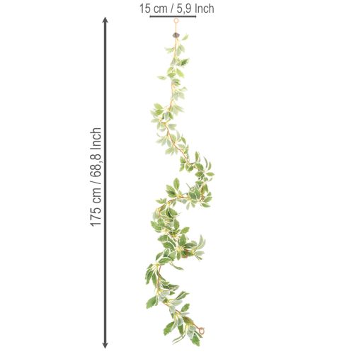 Künstliche Girlande mit panaschierten Blättern 175cm, Kunststoff, Grün-Weiß | Floristik24.at