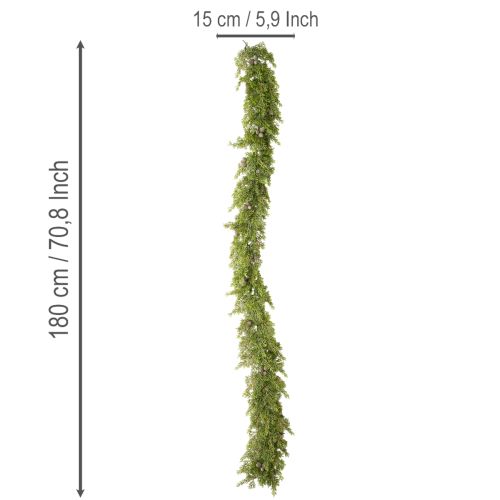 Künstliche Zypressengirlande mit Zapfen 180 cm Grün für Innen | Floristik24.at