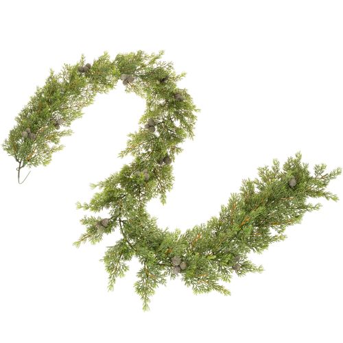Künstliche Zypressengirlande mit Zapfen 180 cm Grün für Innen | Floristik24.at