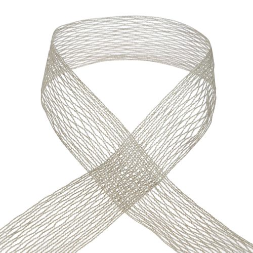 Floristik24 Netzband Gitterband Dekoband Braun drahtverstärkt 50mm 10m