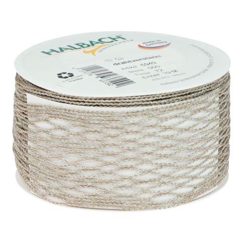 Floristik24 Netzband Gitterband Dekoband Braun drahtverstärkt 50mm 10m
