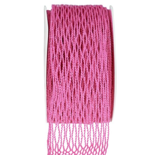 Floristik24 Netzband Gitterband Dekoband Pink drahtverstärkt 50mm 10m