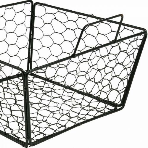 Floristik24 Drahtkorb mit Henkel Blumenkorb Metall Schwarz L×B33cm