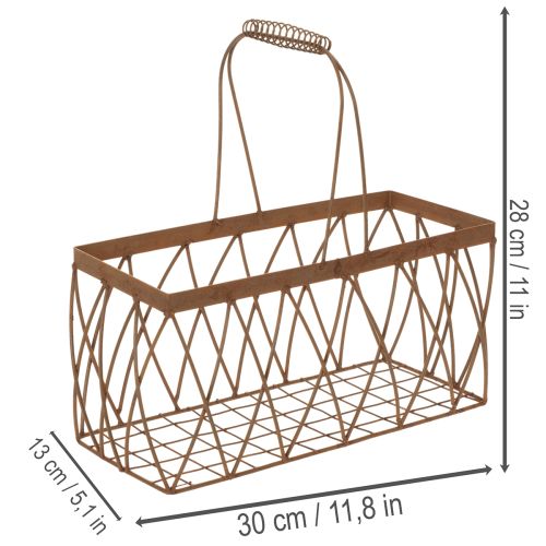 Gitterkorb Metall rechteckig Rostoptik 28x13,5x14 cm 2er-Set | Floristik24.at