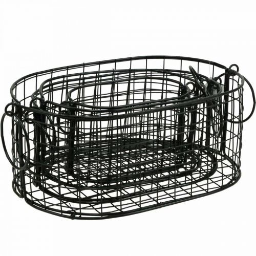 Artikel Drahtkorb mit Griffen Metall Schwarz 17-32cm 4er-Set
