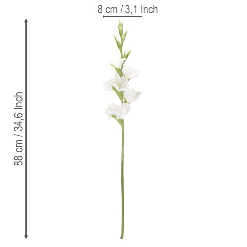 Künstliche Gladiole aus Textil und Kunststoff Weiß 88cm für Innenbereich | Floristik24.at