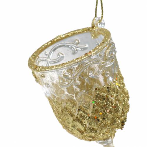 Floristik24 Dekohänger Gläser Gold mit Glimmer 10cm 4St