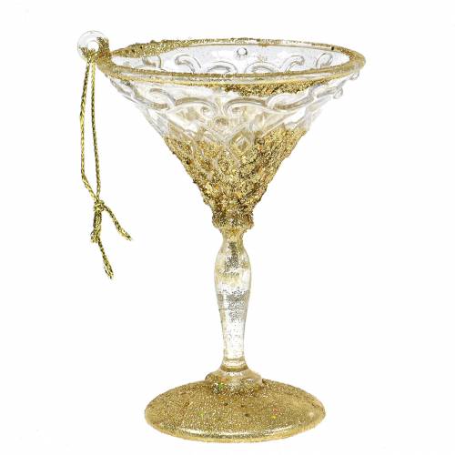 Floristik24 Dekohänger Gläser Gold mit Glimmer 10cm 4St