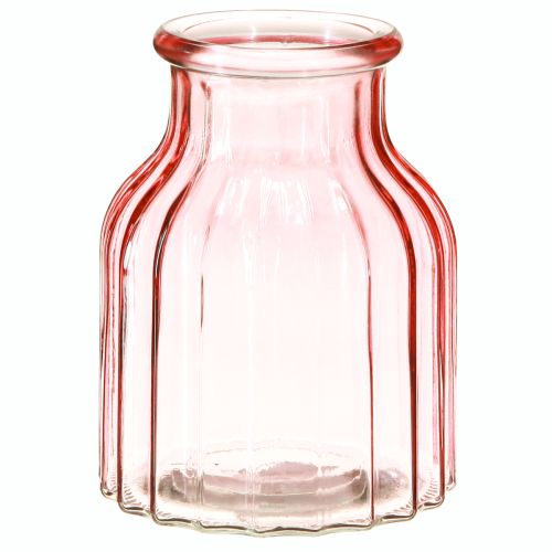 Glas Blumenvase Retro Rosa Getönt Ø11cm H14,5cm 2St