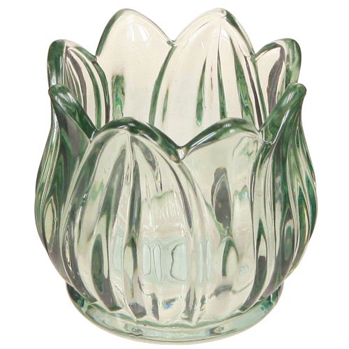 Floristik24 Glas Kerzenhalter Teelichthalter Tulpe Grün Ø7cm H7cm 2St