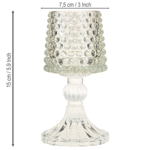 Artikel Glas Teelichthalter mit Fuß und dekorativen Punkten 2er-Set
