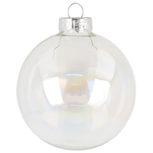 Glas Weihnachtskugeln Glaskugeln Irisierend Klar 7,5cm 12 St