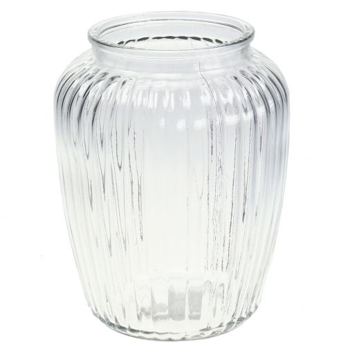 Floristik24 Glasvase gerippt Ø15cm H19,5cm