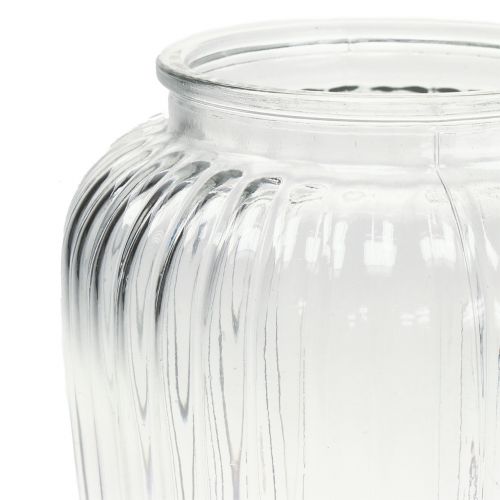 Floristik24 Glasvase gerippt Ø15cm H19,5cm