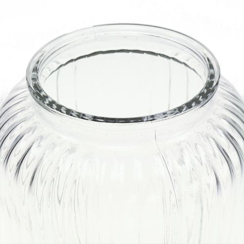 Floristik24 Glasvase gerippt Ø15cm H19,5cm