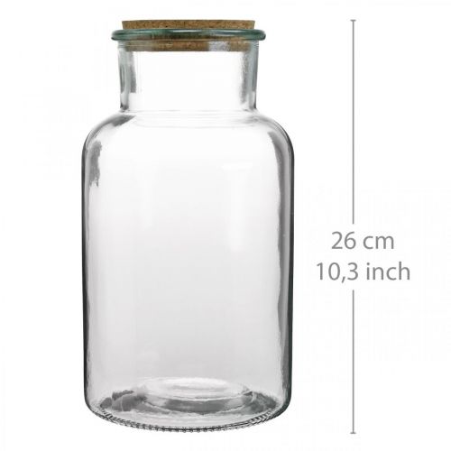 Floristik24 Glas mit Korkdeckel Deko-Glas mit Korken Klar Ø14cm H26cm