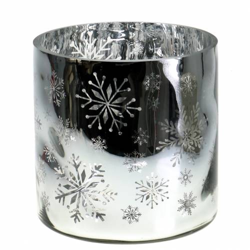 Floristik24 Weihnachtsdeko Windlicht Glas Metallic Ø20cm H20cm