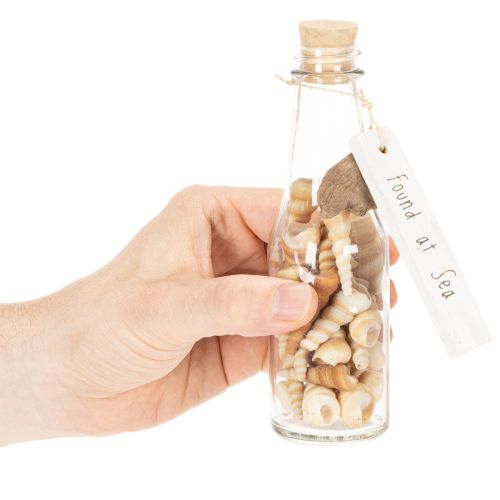 Glasflaschen-Set mit Muschelfüllung und Anhänger, 17 cm, 2 Stück | Floristik24.at