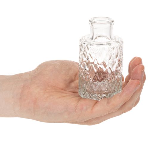 Mini Glasvase mit Rautenmuster transparent 9 cm 6er-Set | Floristik24.at