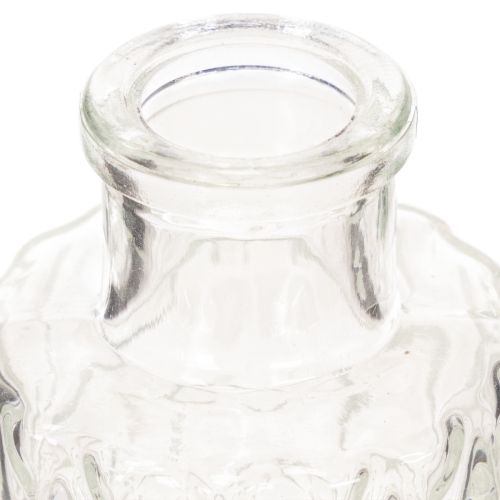 Mini Glasvase mit Rautenmuster transparent 9 cm 6er-Set | Floristik24.at