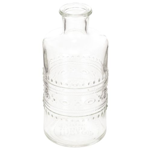 Glasflasche zylindrisch mit Muster klar 15 cm als Dekovase 6er Set