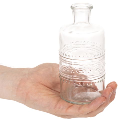 Glasflasche zylindrisch mit Muster klar 15 cm als Dekovase 6er Set | Floristik24.at