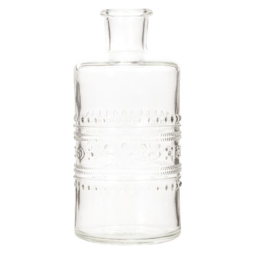 Glasflasche zylindrisch mit Muster klar 15 cm als Dekovase 6er Set | Floristik24.at