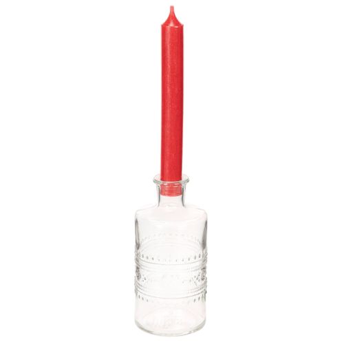 Glasflasche zylindrisch mit Muster klar 15 cm als Dekovase 6er Set | Floristik24.at