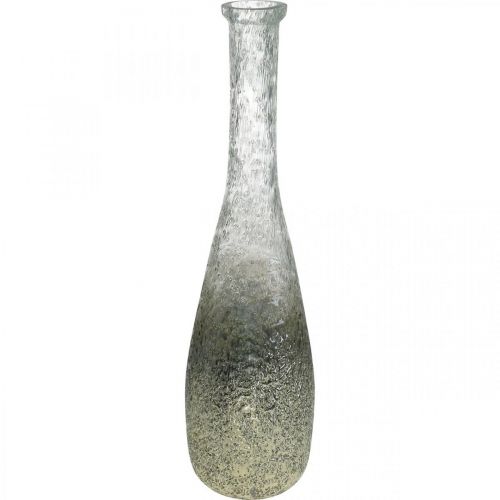 Floristik24 Glasvase zweifarbig, Tischdeko aus Echtglas Klar, Silbern H40cm