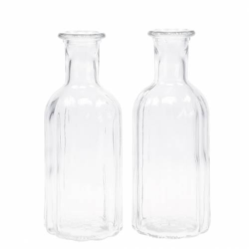 Artikel Deko Glasflasche mit Rillendekor Klar Ø7,5cm H19cm 6 St