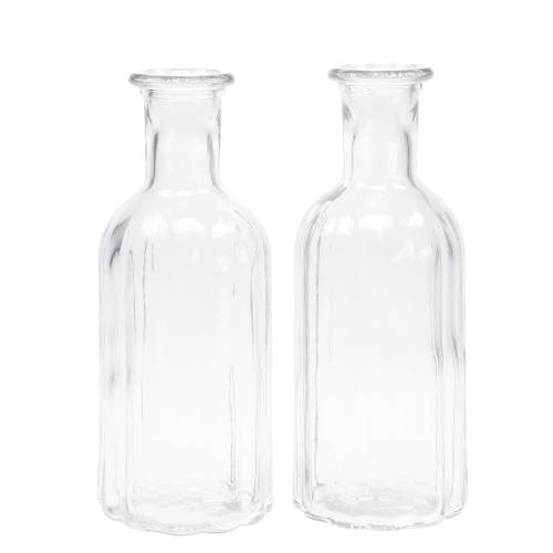 Floristik24 Deko Glasflasche mit Rillendekor Klar Ø7,5cm H19cm 6St