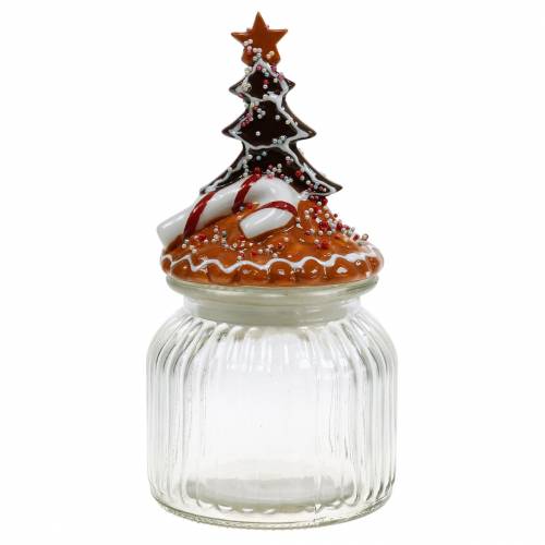 Floristik24 Glasdose mit Keramikdeckel Lebkuchen Weiß, Braun H21,5cm Plätzchendose