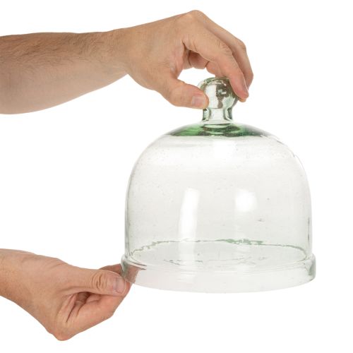 Ziehglocke aus Recyclingglas mit Knauf, transparent, 20 cm | Floristik24.at