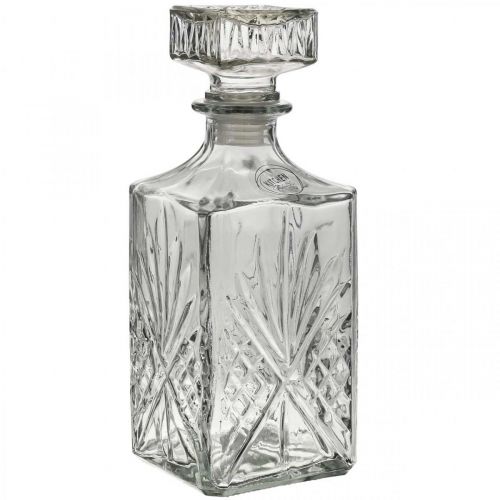 Glaskaraffe, Glasflasche mit Stöpsel, Karaffe Glas H24cm