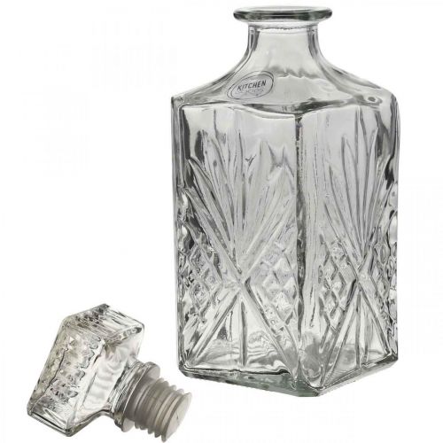 Glaskaraffe, Glasflasche mit Stöpsel, Karaffe Glas H24cm