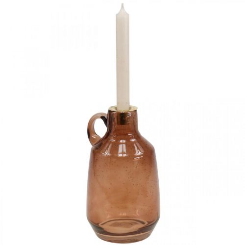 Artikel Kerzenständer Glas Stabkerze Braun Glas Deko H22cm